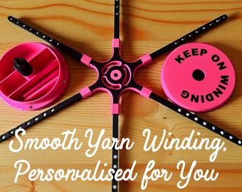 Six-Arm Amish Yarn Swift with Storage Base: Personalized 3D Printed PLA