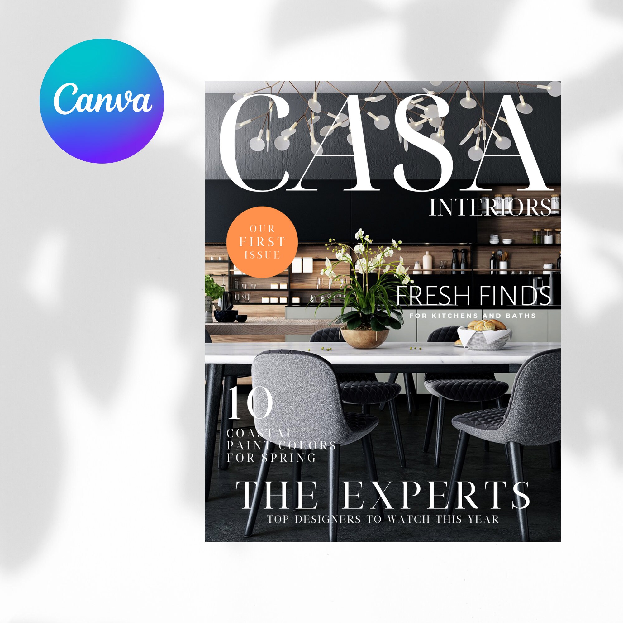 Interior Design Magazine Cover Template, Digital Magazine Cover ...