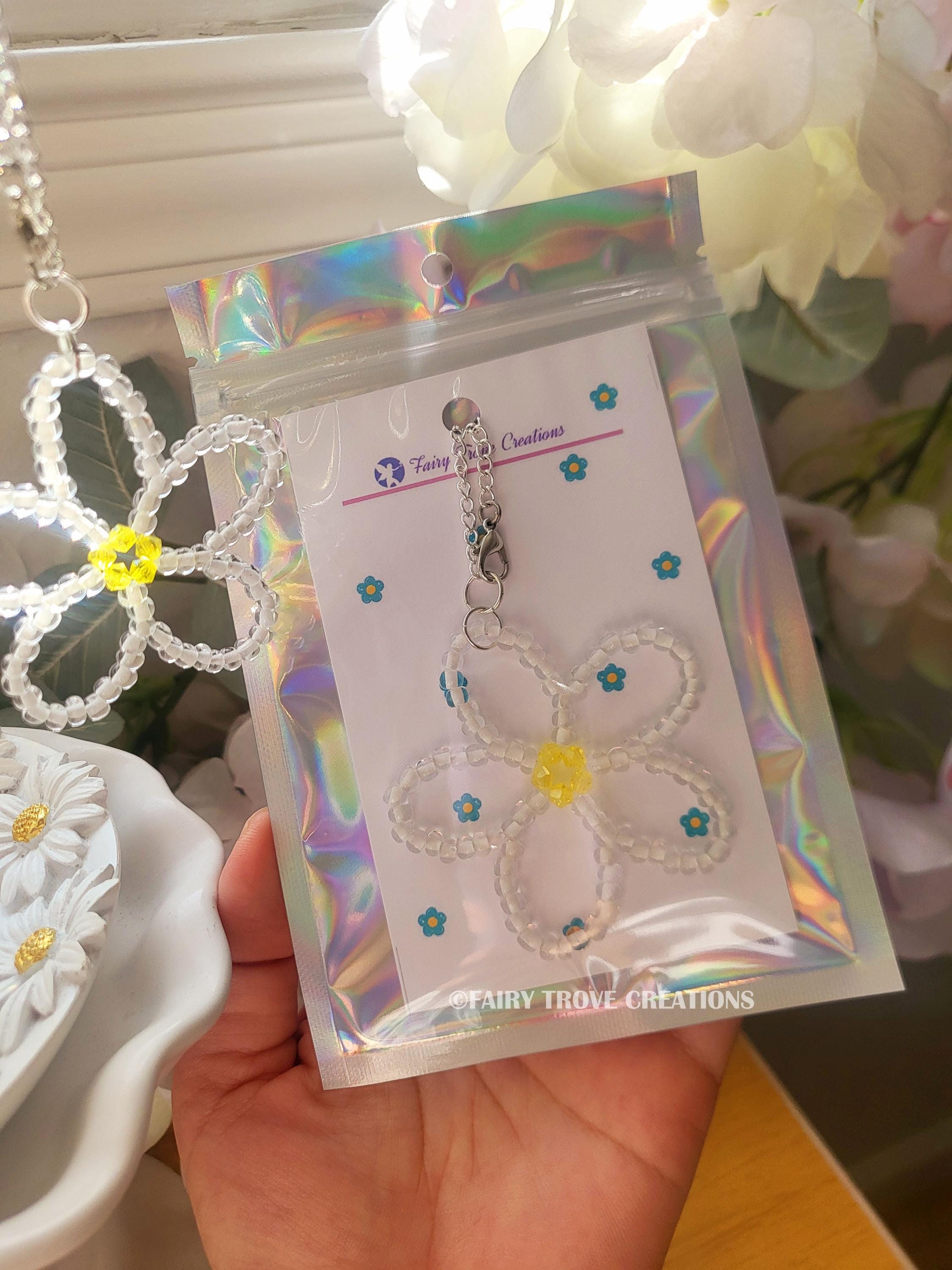 Ciondolo Margherita Uncinetto Per Auto | Accessorio Retrovisore | Decorazione Donna Bianco - Foto 5