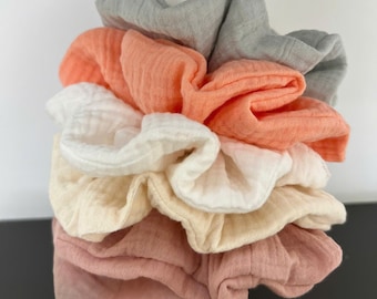 Natural Muslin Scrunchie, Double Gauze Hair Tie