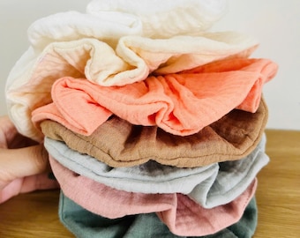 Natural Muslin Scrunchie, Double Gauze Hair Tie