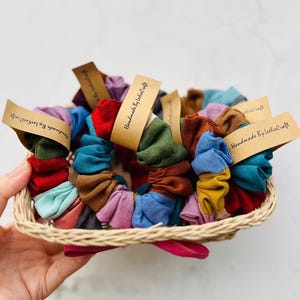 Linen Scrunchie Patchwork, Zero Waste Linen Offcuts Hair Scrunchies Set, Handmade Hair Band, Hair Tie