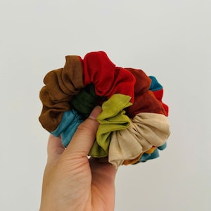 Linen Scrunchie Patchwork, Zero Waste Linen Offcuts Hair Scrunchies Set, Handmade Hair Band, Hair Tie