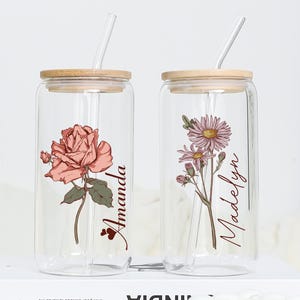 Copo de flores de nascimento personalizado com nome, presente para madrinha, copo de flores de nascimento, proposta para madrinha, presente de festa, presentes para ela, aniversário