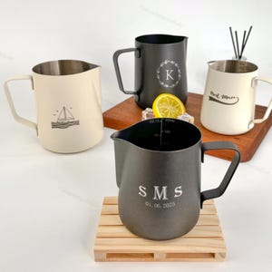 Jarra Latte Art, Grabado Láser, Jarra para Espumar Leche, Taza Personalizada, Taza de Metal, Cafetera, Herramientas de Café, Barista Casero, Regalo Personalizado.