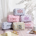 Personalized Floral Makeup Bag, Embroidered Name for Bridesmaid Makeup Bag, Custom Cotton Cosmetic Bag, Gift for Her, Bachelorette, Birthday product logo