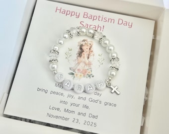Baptism or First Communion pearl bracelet for goddaughter, daughter, granddaughter or niece