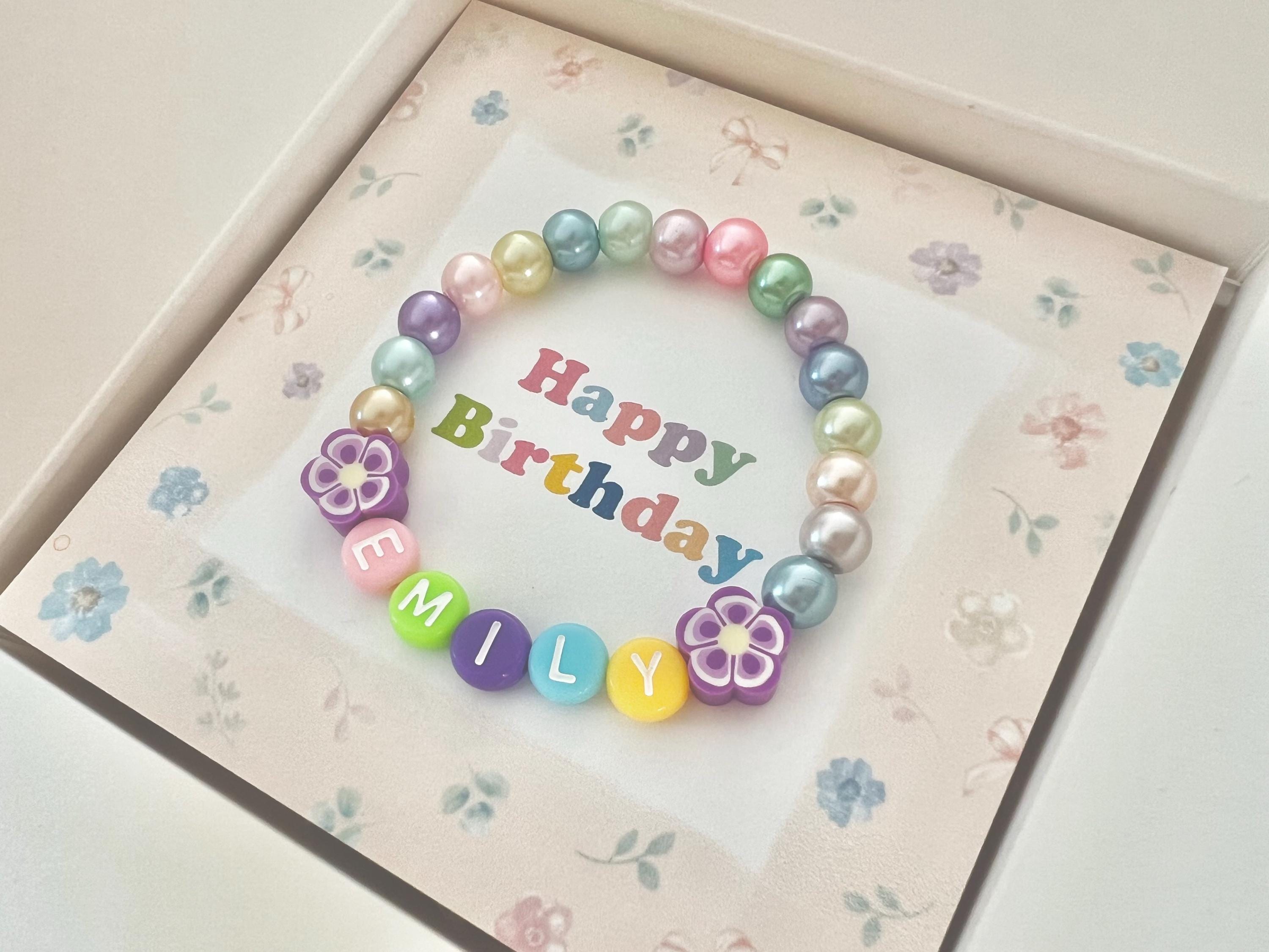 Toddler girl birthday gift for toddler rainbow bracelet toddler gift name beaded bracelet letter colorful bracelet for girls name bracelet