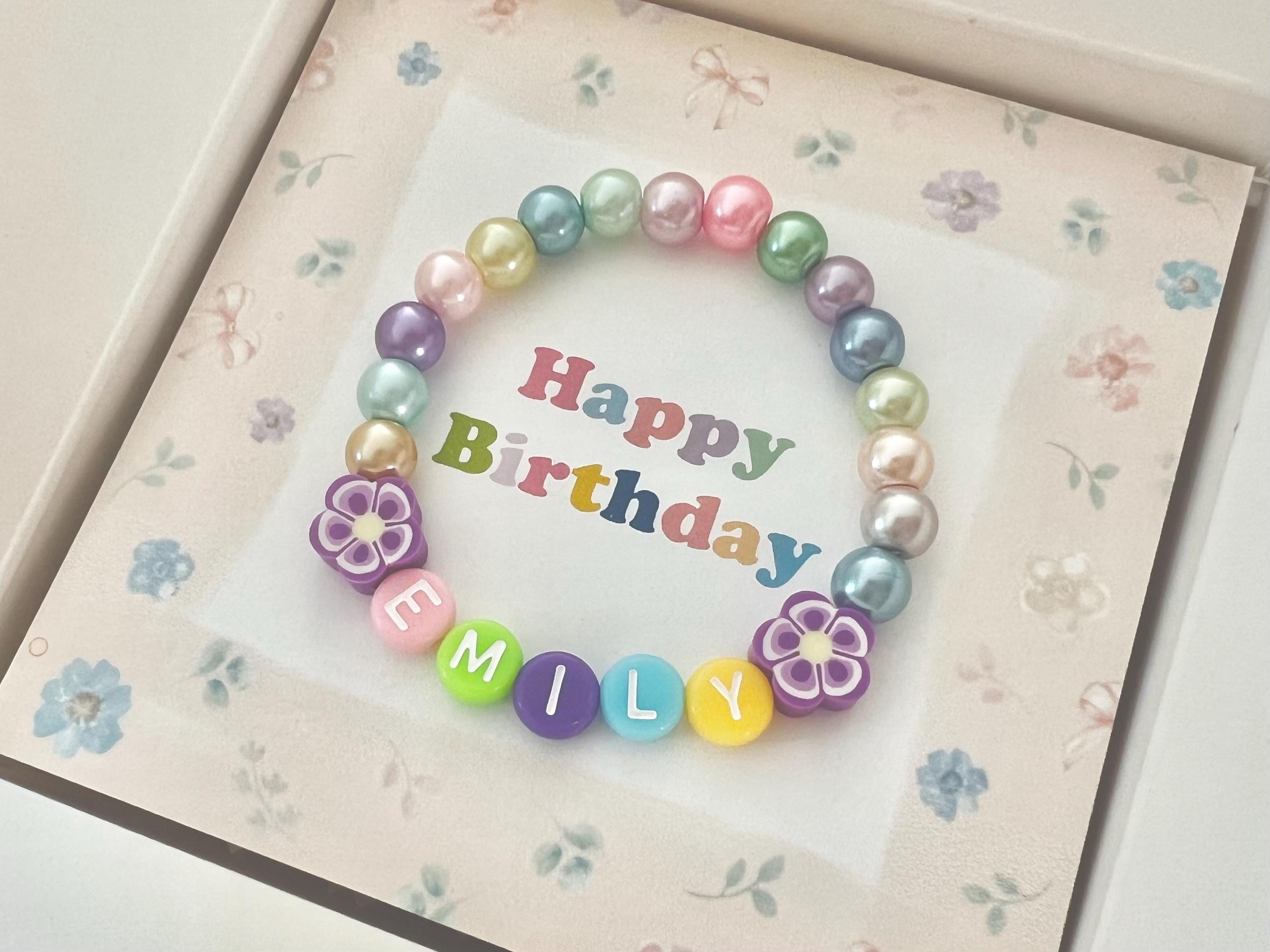 Toddler girl birthday gift for toddler rainbow bracelet toddler gift name beaded bracelet letter colorful bracelet for girls name bracelet