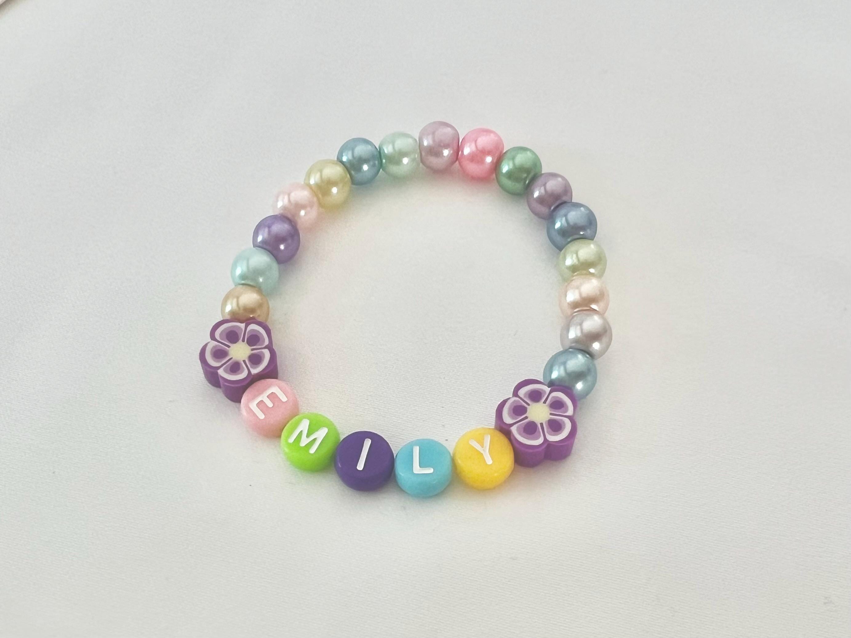 Toddler girl birthday gift for toddler rainbow bracelet toddler gift name beaded bracelet letter colorful bracelet for girls name bracelet