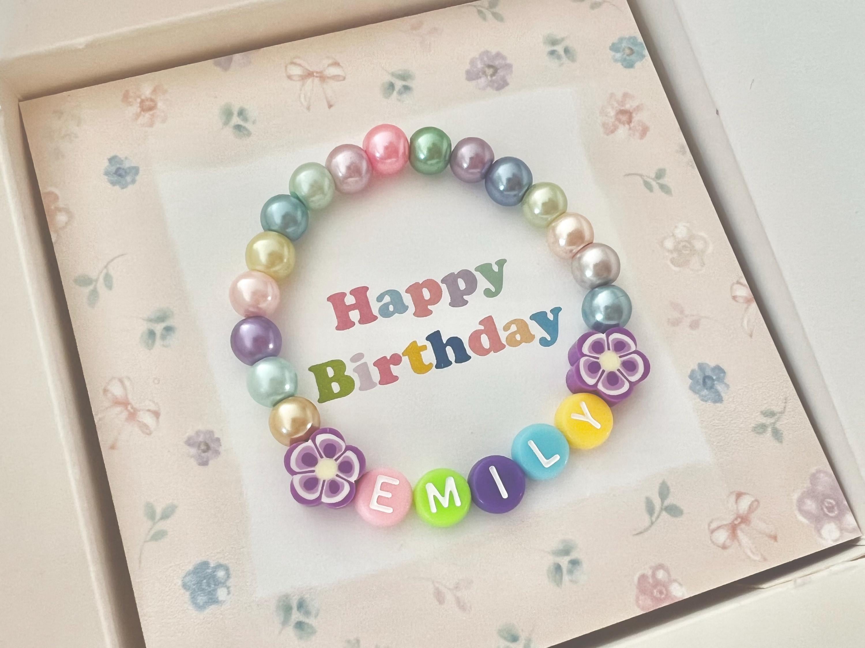 Toddler girl birthday gift for toddler rainbow bracelet toddler gift name beaded bracelet letter colorful bracelet for girls name bracelet