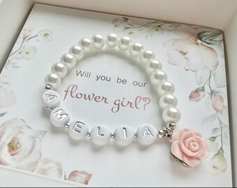 Flower girl gift flower girl bracelet toddler girl beaded bracelet wedding flower girl gift ideas from bride