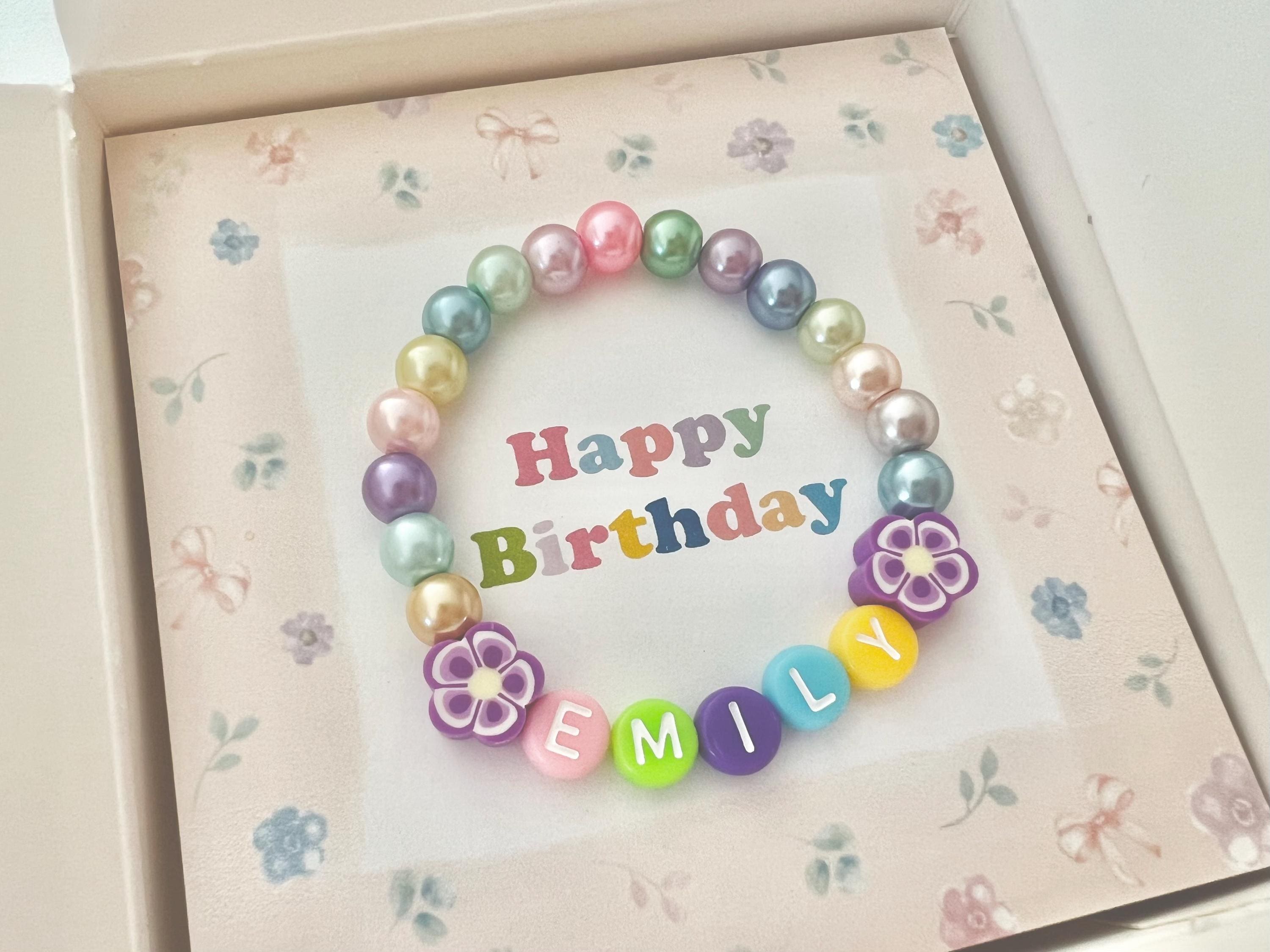 Toddler girl birthday gift for toddler rainbow bracelet toddler gift name beaded bracelet letter colorful bracelet for girls name bracelet