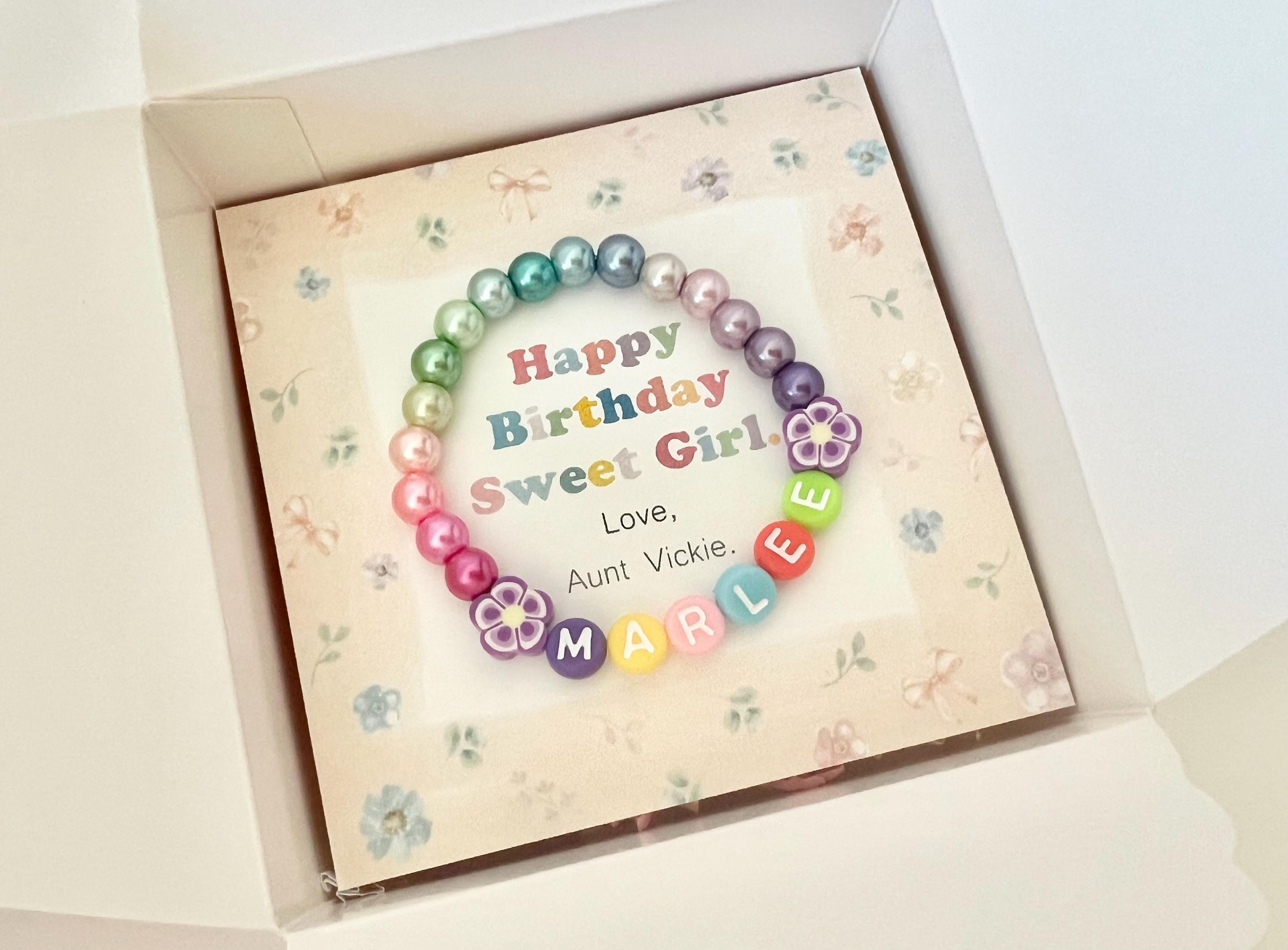 Toddler girl birthday gift for toddler rainbow bracelet toddler gift name beaded bracelet letter colorful bracelet for girls name bracelet
