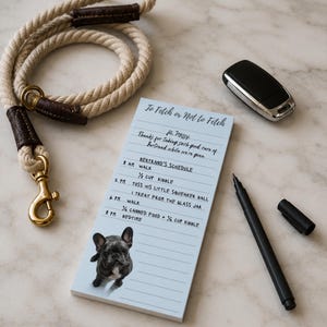 Personalized French Bulldog Magnetic Notepad, Custom Fridge List Pad, Grocery Pad, 4.25×9 Tear-Away Notepad