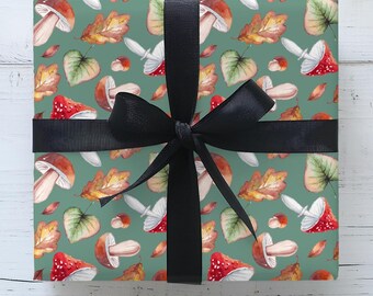 Mushrooms Wrapping Paper, Woodland Botanical Gift Wrap, Cottagecore Wrapping Paper, Forest Mushroom Gift Wrap, Nature Gift Wrap