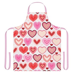 Heart Apron, Valentine&#39;s Day Gift, Anniversary Gift, Engagement Present, Baker Gift, Pink or White Straps, Love Kitchenware, Valentine