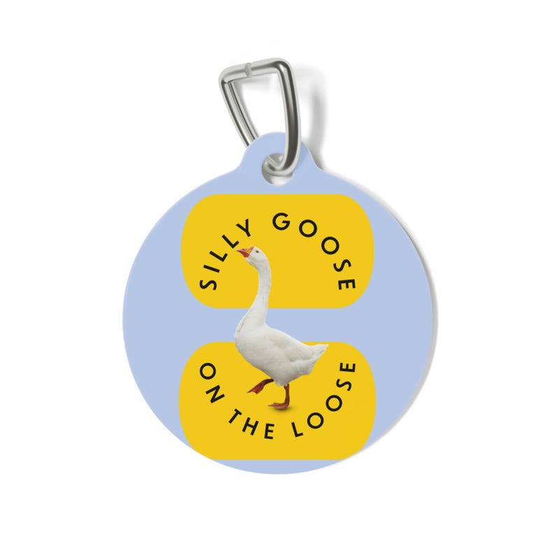 Etiqueta de identificación de mascota personalizable: Etiqueta de perro divertida de Silly Goose imagen 1