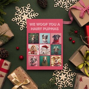 Pacote com 5 cartões de felicitações de cachorro de Natal semibrilhantes, em branco por dentro, conjunto de cartões de Natal, cães engraçados de Natal, cartão de cachorro em suéteres, animais de estimação festivos