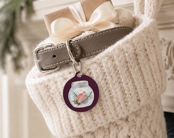 Gepersonaliseerde huisdierpenning met winterthema, hondenpenning voor de winter, gepersonaliseerde kattenpenning, halsbandpenning voor huisdieren met kerstthema, kerstcadeau voor huisdieren