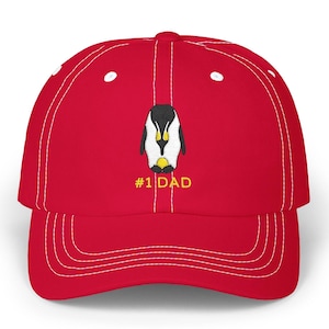EMBROIDERED Number 1 Dad King Penguin with Egg Classic Cap, Perfect for Father&#39;s Day, Birthday, or Any Occasion for No 1 Dads, Gift for Dad