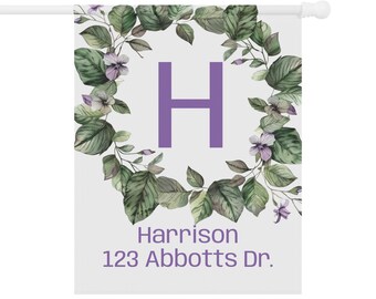 Personalized Garden Banner - Custom Home Banner Floral Design Housewarming Gift Outdoor Decor Garden Sign Customizable Home Decor