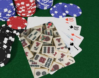 Conjunto de cartas de Mahjong, cartas de pôquer exclusivas, presente ideal para jogadores, baralho de cartas estilo vintage, acessório para noite de cassino