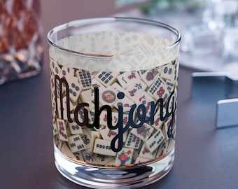 Mahjong Rocks Glass, 10oz | Unique Game Night Glassware, Perfect for Mahjong Lovers, Party Favors, Housewarming Gift, Barware