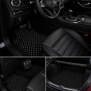 Black Polka Dot Car Mats Front, Custom Car Mats, Trending Car Mats