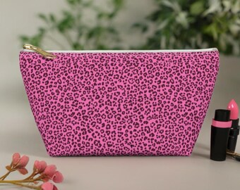 Pink Leopard Makeup bag, Makeup Bag Travel Organizer Cosmetic  Case