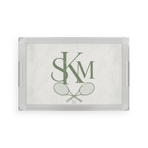 Monogram Tennis Rackets Acrylic Serving Tray | Personalized Initials