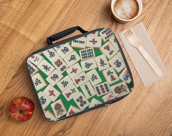 Sac à lunch Mahjong | Fourre-tout le jour du match, indispensable pour un pique-nique, cadeau unique pour les joueurs, accessoire pour une soirée match, transport de nourriture