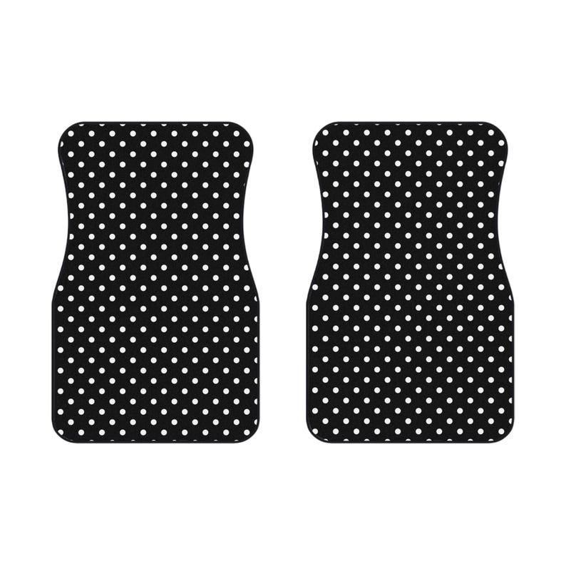 Black Polka Dot Car Mats, Cute Car Floor Mats Front, Preppy Car Accessories for Women, Retro Polka Dot Car Decor, Car Gift