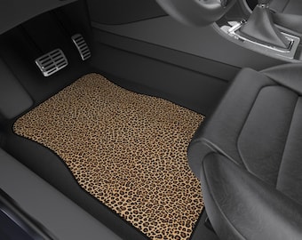 Leopard Print Car Mats Set of 4 | Animal Print Auto Floor Liners