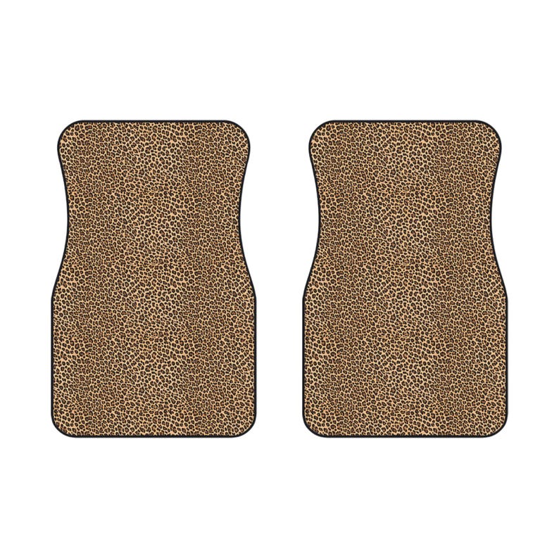 Leopard Print Car Mats | Front Floor Mats, Brown Animal Print, set of two for driver and passenger seat