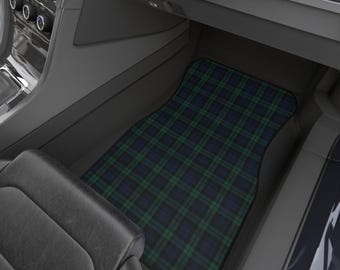 Navy and Green PlaidTartan Car Mats | Car Mats (Set of 4)