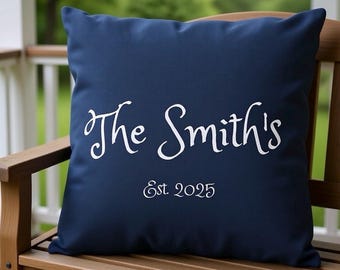 Personalized Outdoor Pillows for Home Decor, Custom Family Name Cushions, Garden Patio Accent, Housewarming Gift, Stylish Outdoor Decor