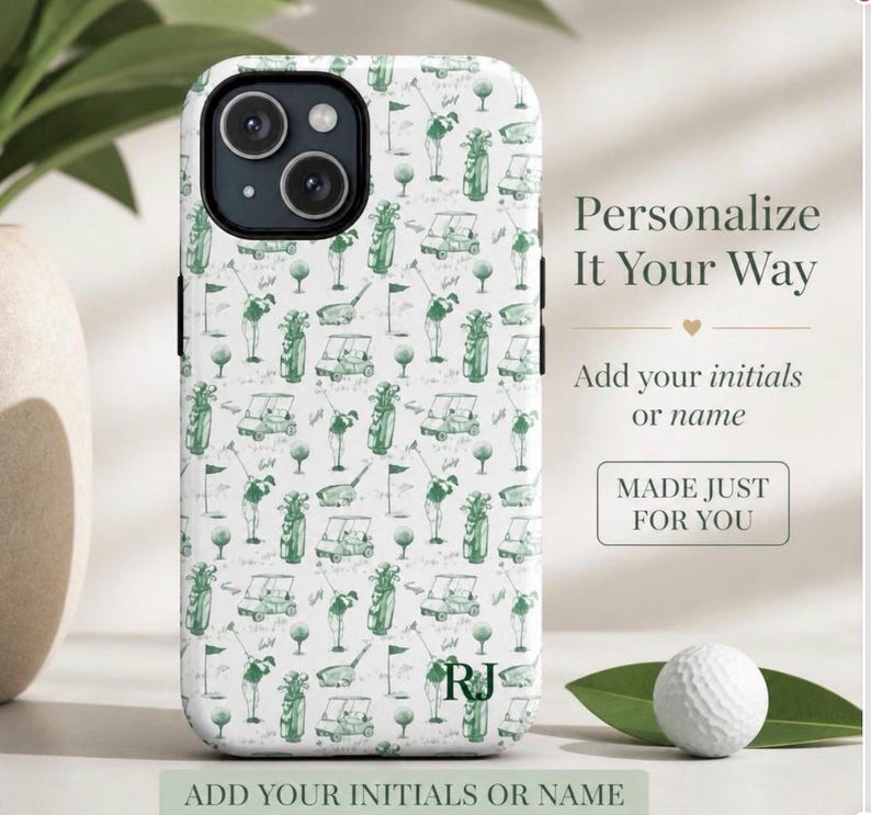 Golf Pattern Phone Case | Tough Magnetic Case with optional personalization, gift for golf lover, golf phone case, golf gift, gift for dad, gift for husband, golf lover