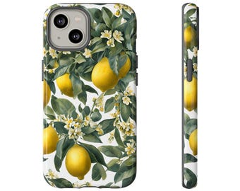 Zitrone Floral Handyhülle Zitrone Handyhülle Blumenmuster Botanische Handyhülle Handyzubehör Sommer Vibes Geschenk für Sie Teen Tech Lover
