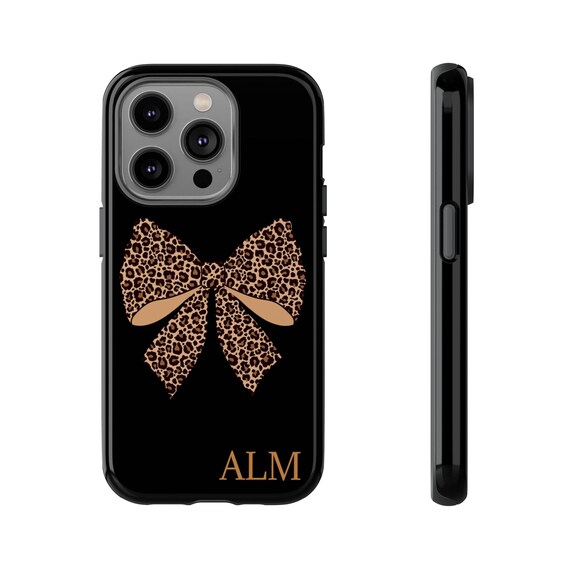 Leopard Bow Phone Case - Stylish Phone Cases, Customizable Gift for Women, Trendy Accessories, Birthday or Holiday Present, Animal Print