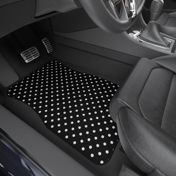 Black Polka Dot Car Mats Front, Custom Car Mats, Trending Car Mats