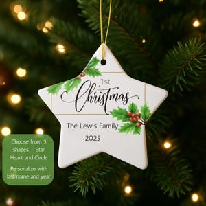 Personalized Family Christmas Ornament, Holiday Keepsake, 1st Christmas Decoration, Custom Name Gift, Unique Xmas Tree Decor