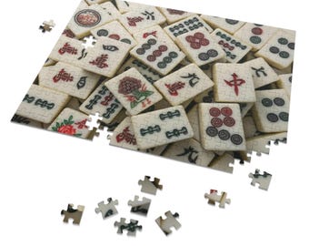 Vintage Mahjong-Puzzle mit Dose, Geschenk für Spieleabende, Dekoration, Familienspaß, Achtsamkeitsübungen