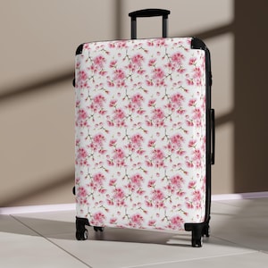 Blumendruck Koffer - Stilvolles Reisegepäck - Handgepäck für Frauen - Rosa Muster Koffer - Geschenk für Sie - Geben für Reiseliebhaber