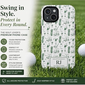 Golf Pattern Phone Case | Tough Magnetic Case with optional personalization, gift for golf lover, golf phone case, golf gift, gift for dad, gift for husband, golf lover