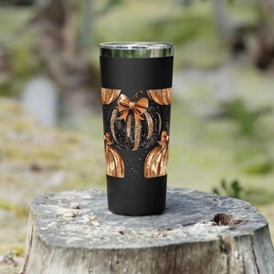 Fall Pumpkin Tumbler - Fall Pattern Tumbler Perfect for Autumn Decor Thanksgiving Gift Cozy Coffee Halloween Vibes Seasonal Drinkware Gift