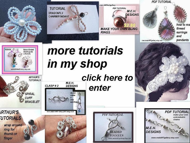 Jewelry supplies TUTORIAL, pattern findings , Dragonfly Silver Charm or Pendant num. 76 Mother's Day image 5