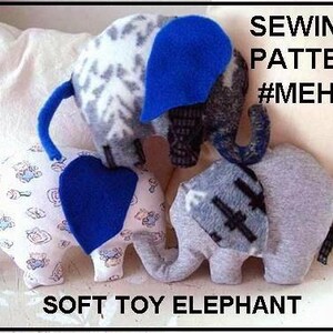 ELEPHANT sewing PATTERN, soft toy, baby toy, baby boy stuffed softie, MEH-53, new baby gift, easy sewing patterns, sewing for baby image 2