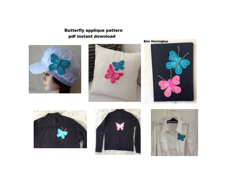 Felt Butterfly Pattern, Sewing pattern, Applique, embroidery pattern, plush toy insect, plushie pattern, image 7