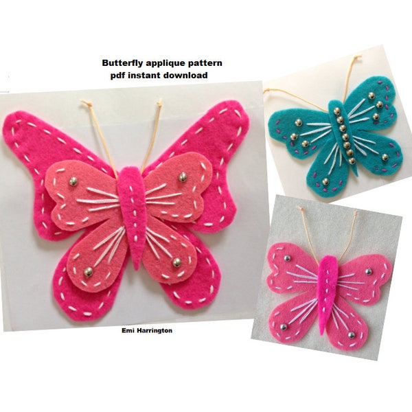 Felt Butterfly Pattern, Sewing pattern, Applique, embroidery pattern, plush toy insect, plushie pattern,